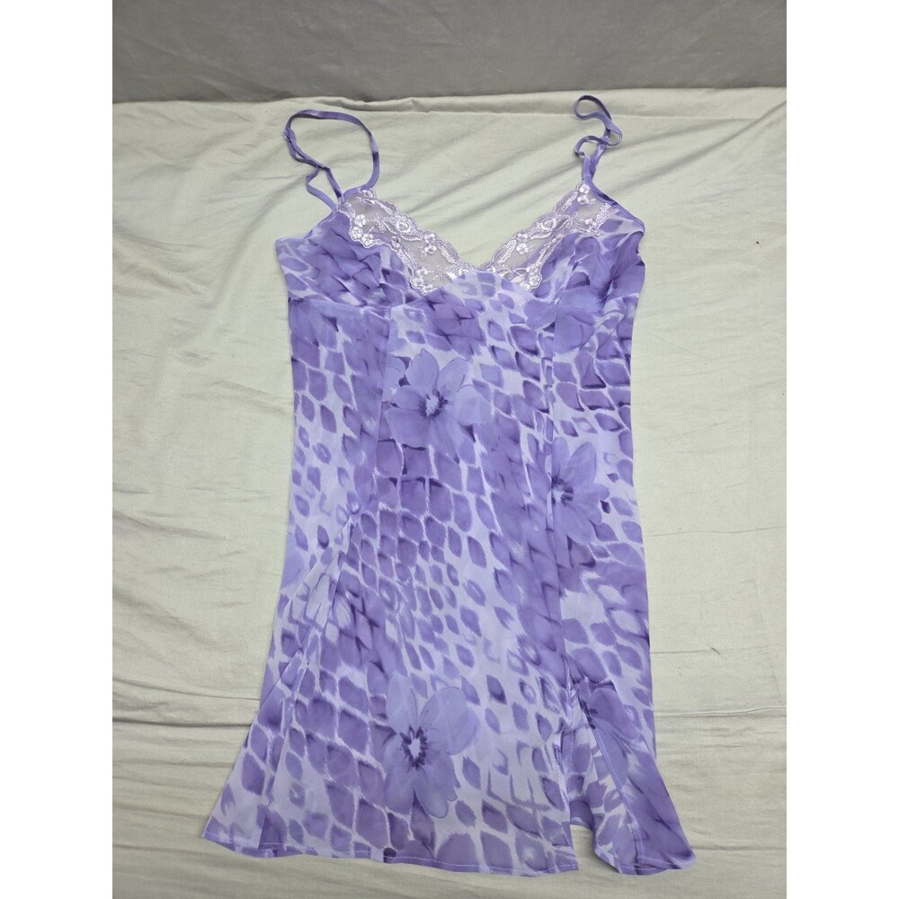 Vintage Y2K Victoria's Secret Slip Dress Babydoll Chemise Purple Sheer XS